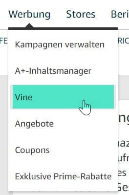 Amazon Vine Programm in Seller Central