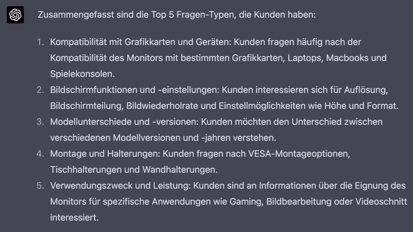 Fragen zusammengefasst