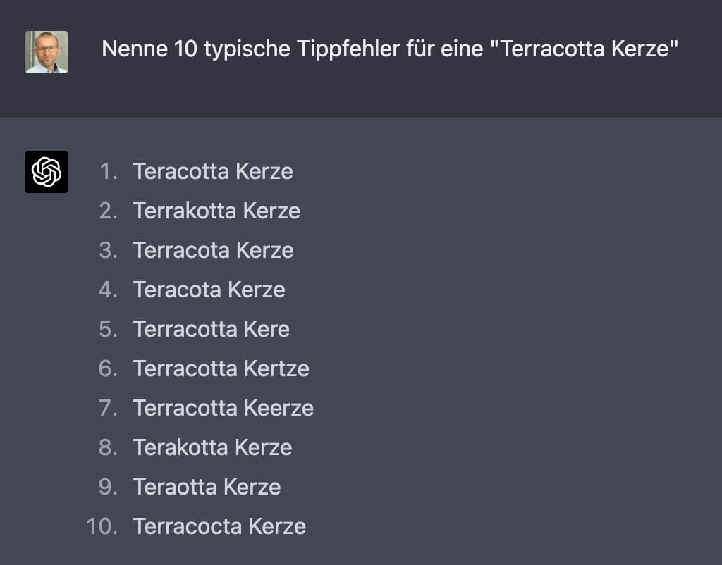 Keywords Tippfehler