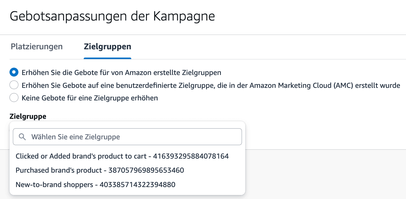 Neue Gebotsoptionen für Amazon Sponsored Brands