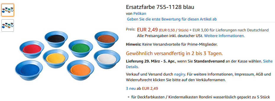 Der Titel sagt blau, das Bild sagt 9 verschiedene Farben, der Bulletpoint 5 Stück. Quelle: https://www.amazon.de/dp/B000OZQFRI