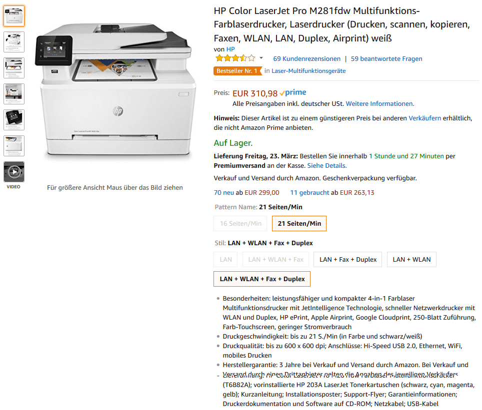 HP Listing mit 100 Punkten Quelle: 