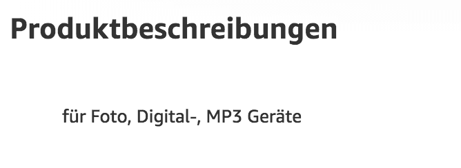 Beispiel für eine sehr kurz gehaltene Produktbeschreibung Quelle: https://www.amazon.de/dp/B00DULI990