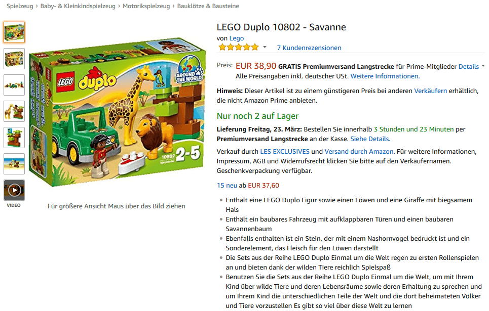 Beispiel LEGO Quelle: https://www.amazon.de/dp/B013GY7NTW