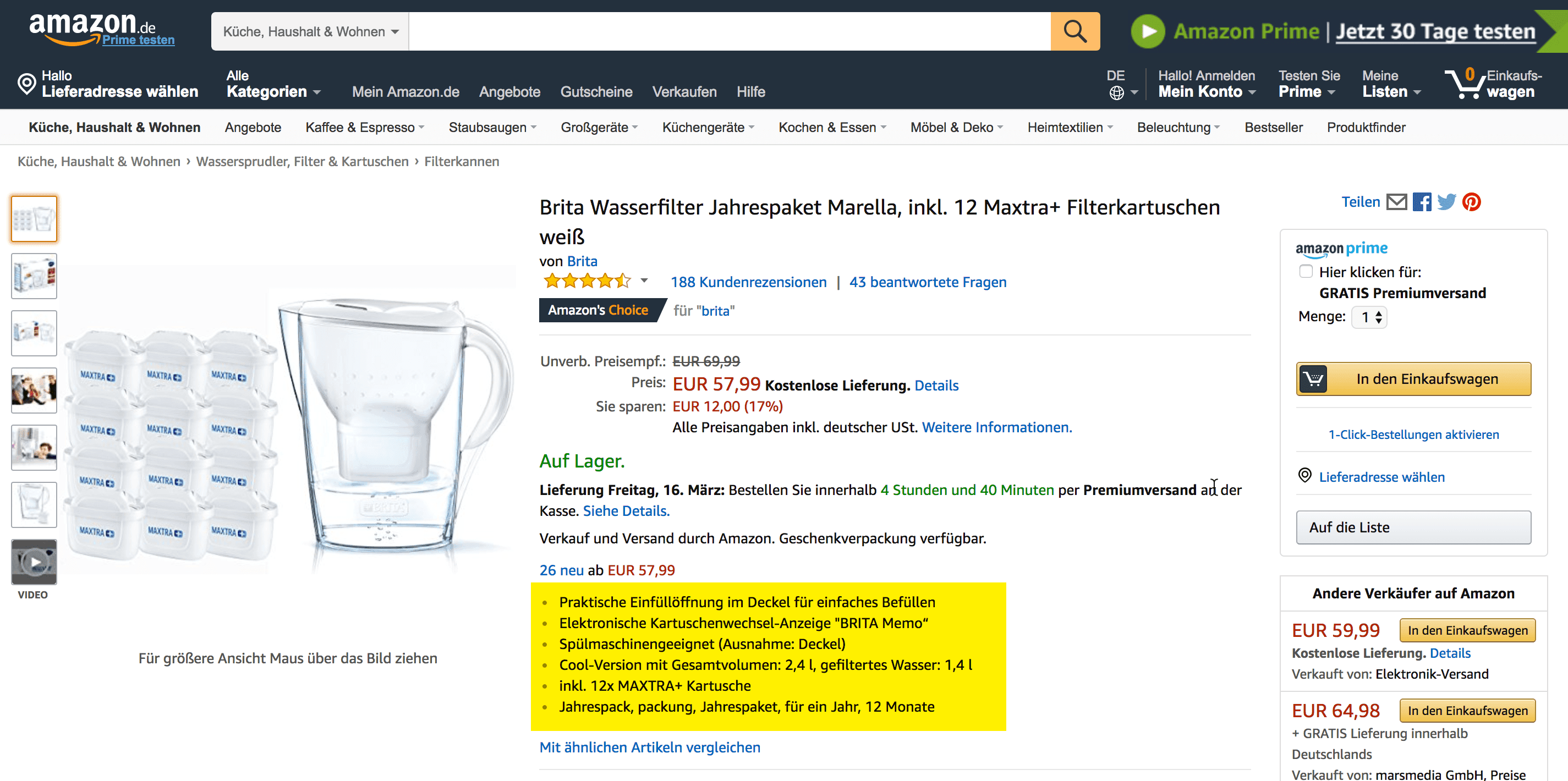 Beispiel für die Nutzung der sog. “Highlights” Quelle: https://www.amazon.de/dp/B01N9BU4Y7/