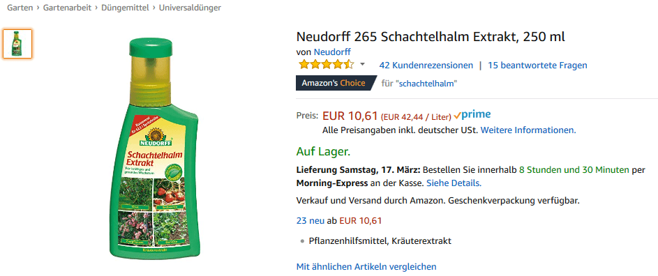 Wenig Aussagekraft hat dieses Listings von Neudorff, nur ein Bulletpoint ist ausgefüllt https://www.amazon.de/dp/B000QS888W