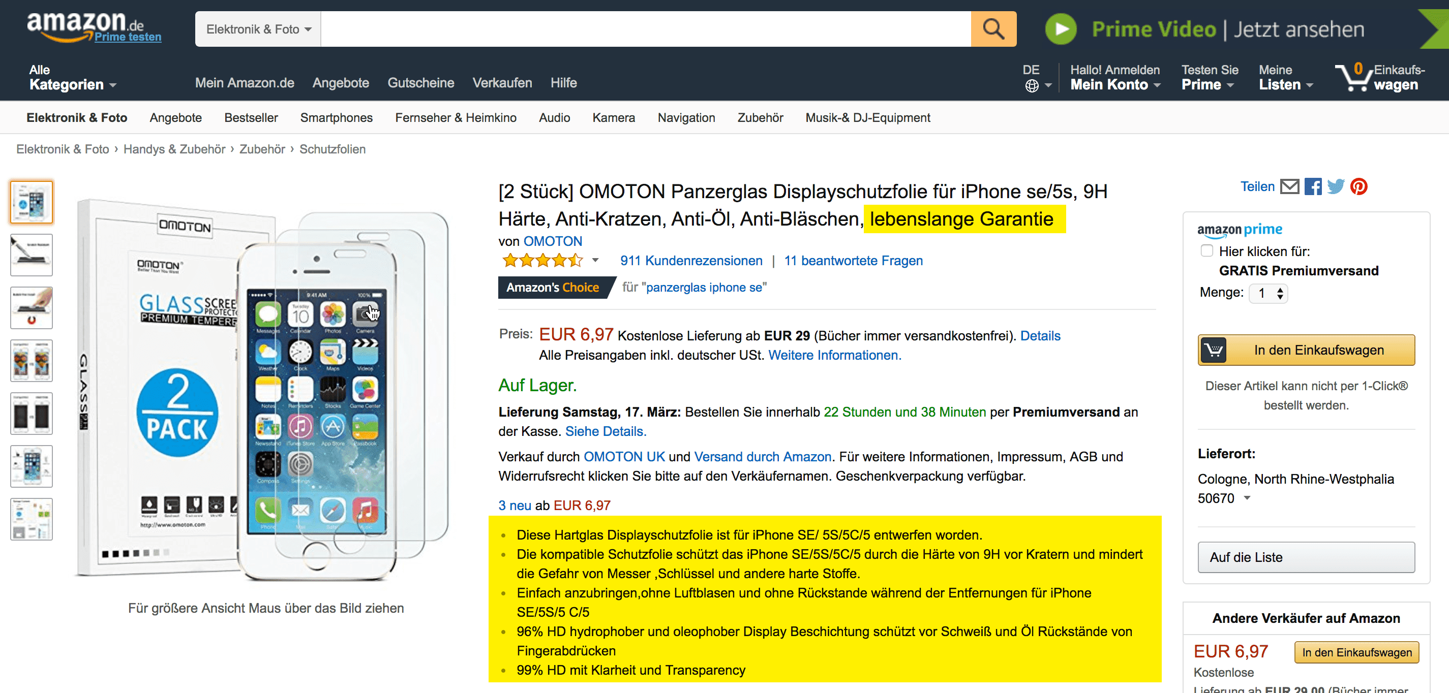 Beispiel eines Produktes der Marke OMOTON<br /> Quelle: https://www.amazon.de/dp/B01BTUHADY