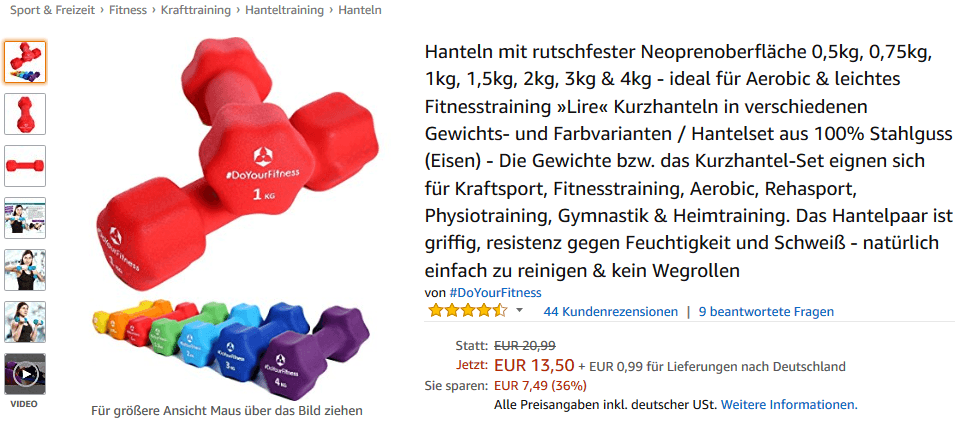 Überlange Produkttitel führen zu Abzügen in der Wertung Quelle: https://www.amazon.de/dp/B019VA7EJE 