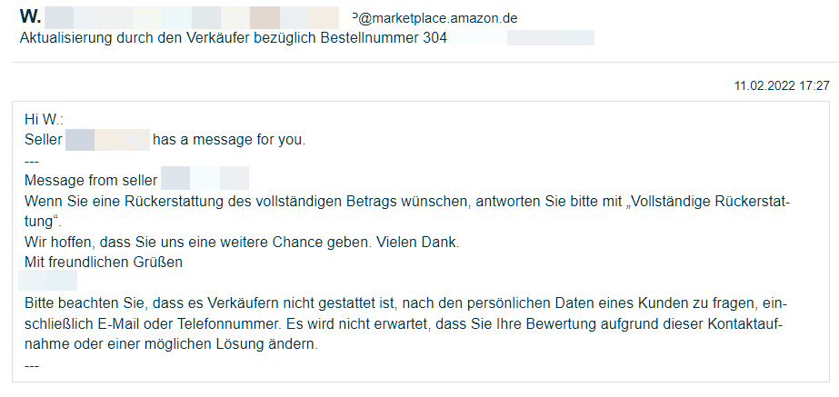 Nachricht an einen Amazon Amazon-Rezensenten