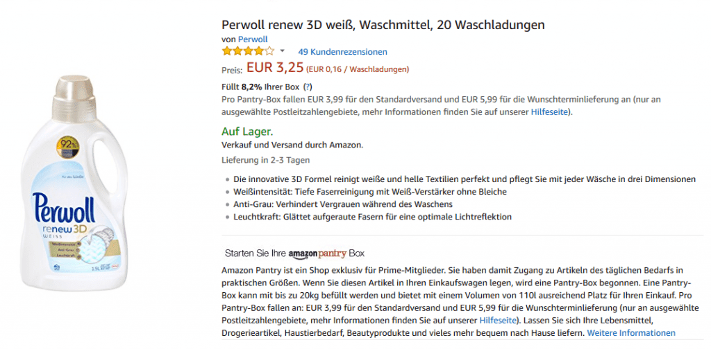 Amazon Pantry Produktdetailseite