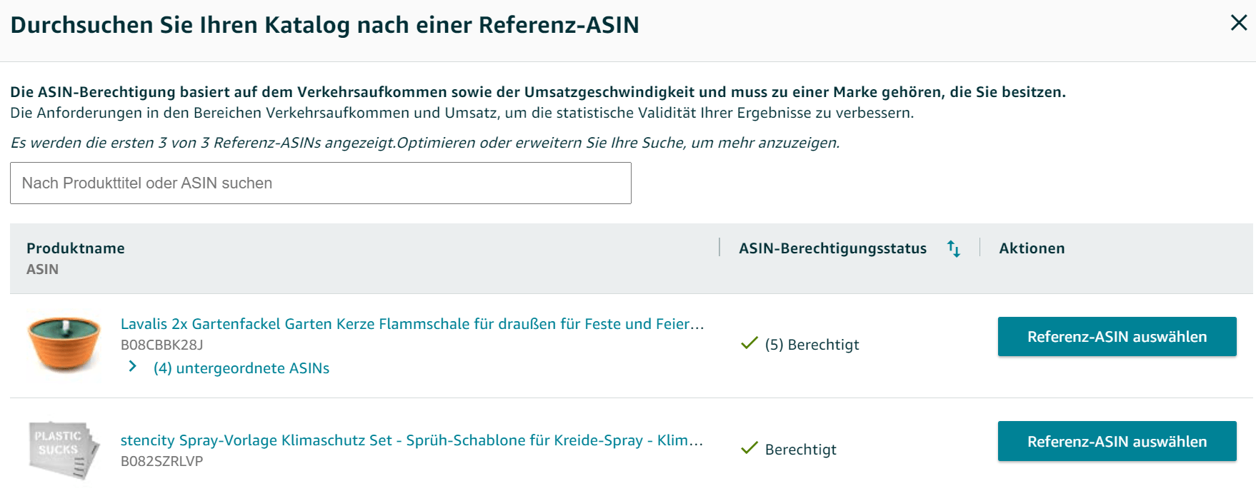 AB-Testing Katalog Referenz-ASIN