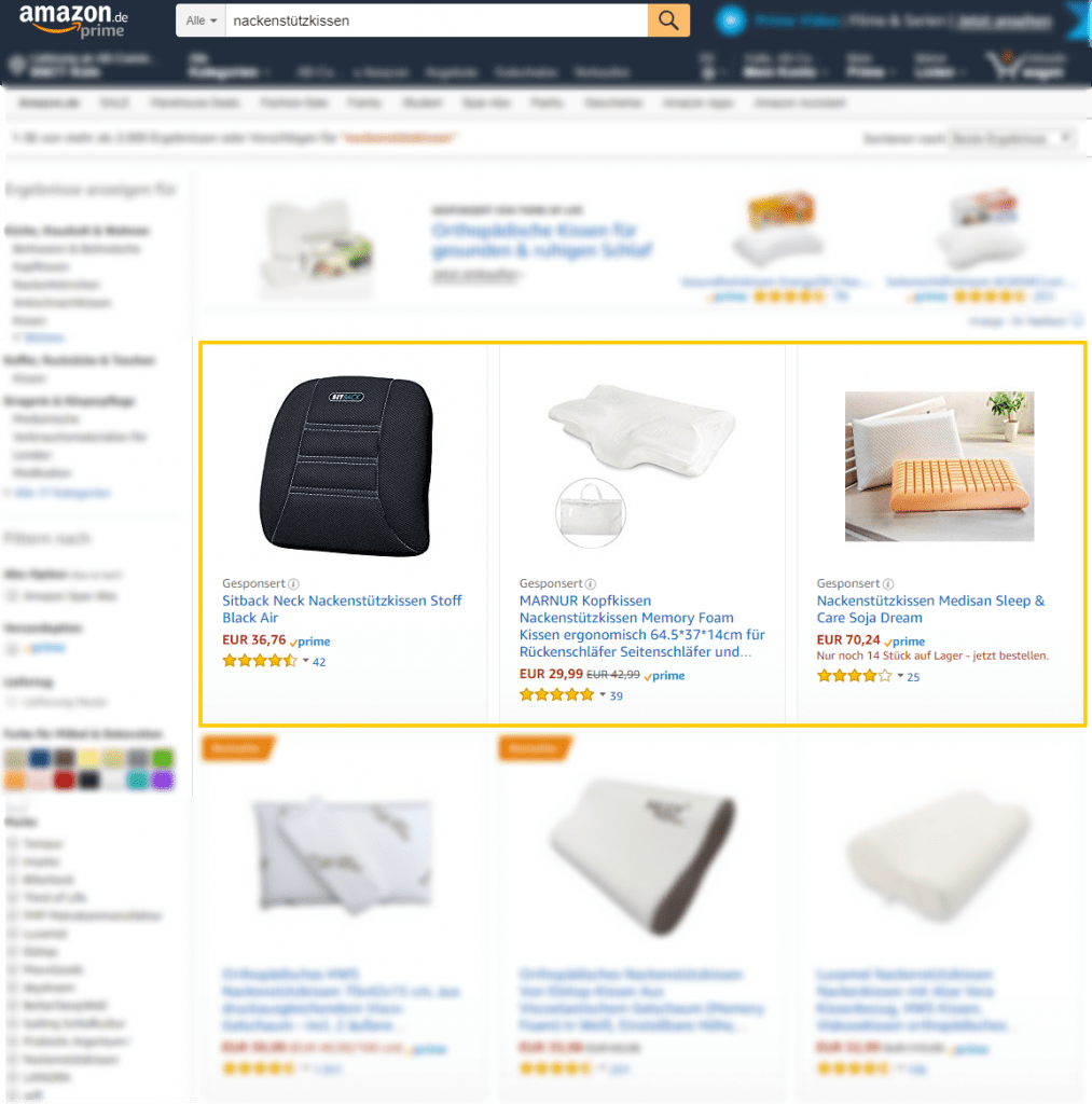 Sponsored Product Anzeigen auf Amazon